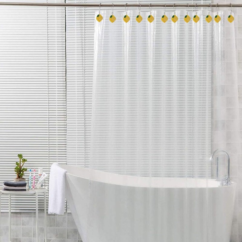 12 Pcs Yellow Lemon Shower Curtain Hooks, Rust Proof Stainless