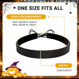 Viking Headpiece Adjustable Viking Leather Headband, Faux Leather Medieval Headband Renaissance Headpiece Viking Costume Accessories for LARP Cosplay (Black)