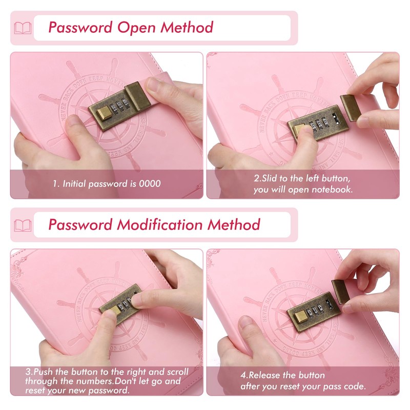 Kesote A5 Diary with Lock Leather Cover Lock Notebook Lined