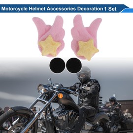VekAuto Motorcycle Helmet Accessories Decoration Double-Layer Star Wings for Motorcycle Bicycle Skiing Helmets Pink Fabric Sticker 1 Set
