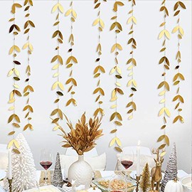 Pink Blume 52 ft Gold Decoration for Spring Leaves Garland Set Paper Hanging Leaves Gold Banner Streamer for Party Birthday Wedding