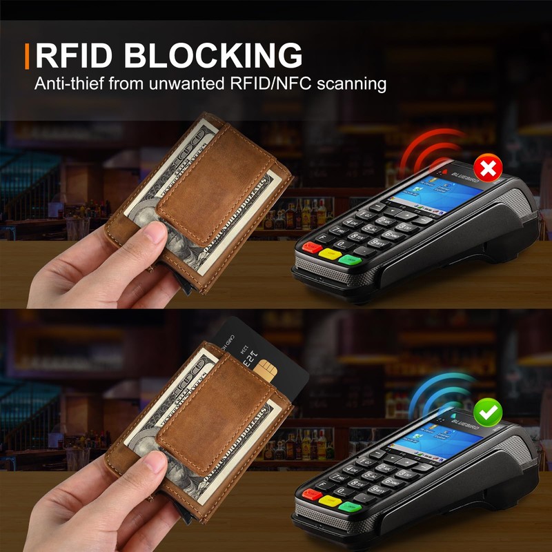 Dinghao RFID Blocking Slim Money Clip Aluminum Wallet Automatic Pop-up