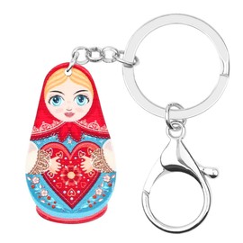 WEVENI Acrylic Cute Matryoshka Doll Keychains for Women Girls Russian Jewelry Gifts Accessories Backpack Wallet Charms (Russian Matryoshka Doll C)