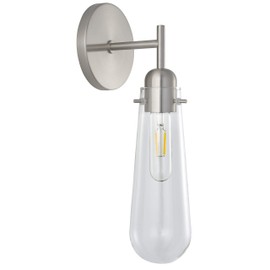 Linea di Liara Brixia Modern Sconce Wall Lighting Brushed Nickel Bathroom Wall Sconce Hallway Light Fixtures Indoor Wall Light Wall Lamp for Bedroom with Clear Glass Shade, UL Listed