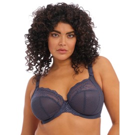 Elomi Charley Banded Stretch Lace Plunge Underwire Bra (4382),38E,Storm