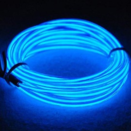 San Jison EL Wire Neon Light Portable Battery Powered Wire Pack Drivers with 3 Modes EL Wire Flexible Glowing Strobing Electroluminescence for Xmas Party Decoration Wedding Pub (16.4ft/5m)(Blue)