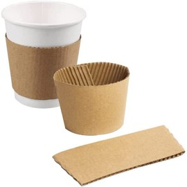 BATGXGO Cup Sleeves Insulated Kraft Paper Drink Sleeves Paper Coffee Sleeves Hot Cup Jacket Holder Set of 50 (Kraft)