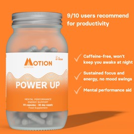 Motion Nutrition Motion Nutrition Power Up Daytime Nootropic (60 Capsules) | Award Winning Nootropic for Jitter-Free Energy | Monk-Like Focus | Less Mid-Day Fatigue | No Unsafe stimulants or Caffeine | Made in UK