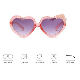 OZPYKAE Girl Heart Flower Sunglasses,Heart Shaped Cute Glasses UV 400 Protection Outdoor Girl Boy Gifts Eyewear Sunglasses
