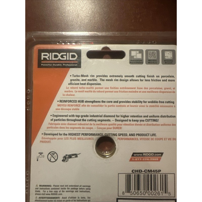 RIDGID 4.5-inch Continuous Rim Diamond Blade with Mesh Rim Brand