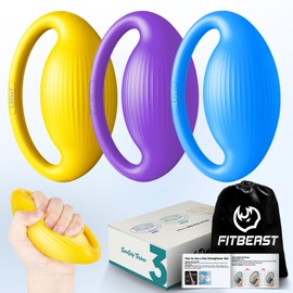 FitBeast Hand Exercise Balls - 3 Resistance Levels Hand Therapy Balls Set, Grip Strength Trainer for Rehabilitation & Muscle Building (3 Piece Set -Yellow Lavender Royal blue)