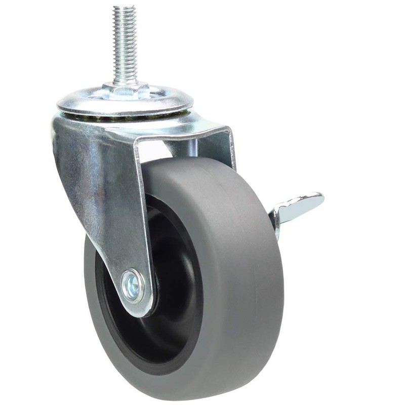 YEEMIGO 3 Inch Stem Caster Wheels with Locking Brake，Soft Rubber