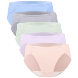 BAMBOO COOL Womens Underwear High Cut Briefs Breathable Moisture-Wicking Hipster Ladies Panties, 5-Pack