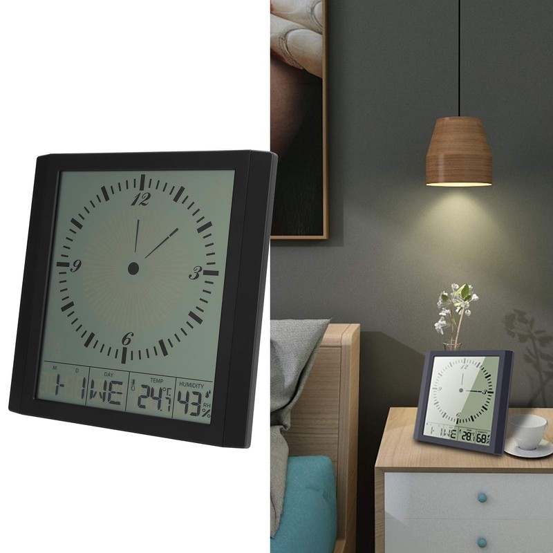 Digital Wall Clock,Multi-Function Alarm Clock with Temperature Humidity Display for