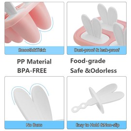 LYTIVAGEN Cartoon Ice Lolly Moulds BPA-Free Ice Lolly Maker Bunny Ice Cream Mould DIY Popsicle Mold Reusable Ice Pop Maker with Sticks for Toddlers Children Adults Homemade Popsicle (6 Grids, Pink)