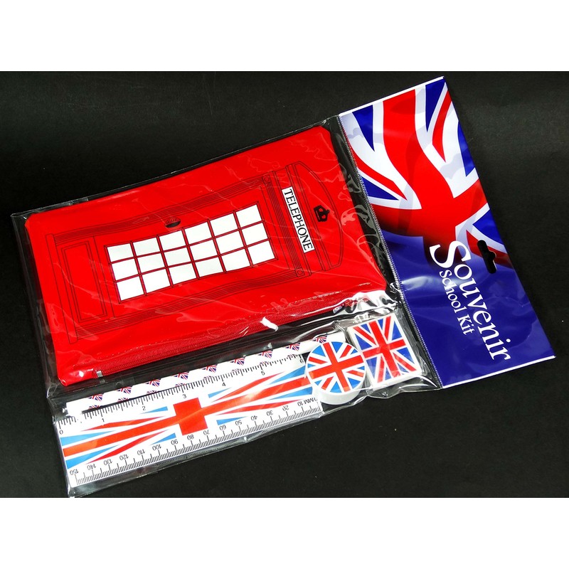 London Red Telephone Box School Kit with Union Jack Pencil