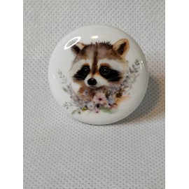 Watercolor Spring Baby Animals by DC DECORATIVE Ceramic Dresser Drawer PULLS Cabinet Cupboard KNOBS (0017 Raccoon)