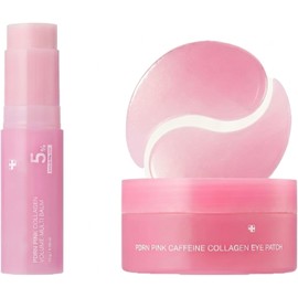 Set Bálsamo PDRN y Parches para Ojos con Colágeno, 60 Piezas Cuidado Contorno de Ojos con Cafeína y Vitamina B12 Rosa