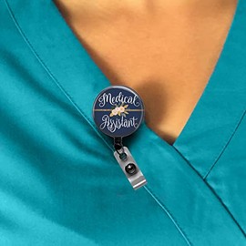 Medical Assistant MA Retractable Badge Reel, Nursing School Graduation Gift, Medical Assistant Name Badge Holder, Medical Assistant Week Gift, MA Badge Clip, Medical Assistant Recognition Week