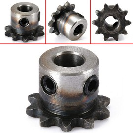 Acxico 2Pcs 8mm Bore 10 Teeth 10T Metal Pilot Motor Gear Roller Chain Drive Sprocket