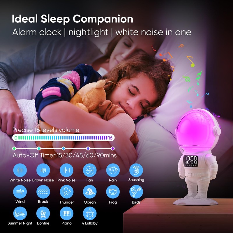Astronaut Wake Up Light Sunrise Alarm Clock for Kids, Heavy