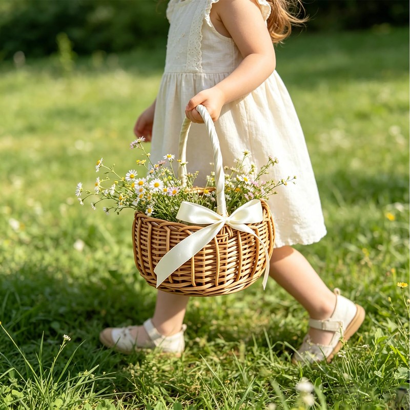 Flower Girl Baskets Wicker Basket Rustic Wicker Picnic Basket with