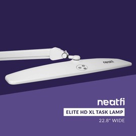 Neatfi Elite HD XL Task Lamp with Clamp, 22.8" Wide, 1360 Lumens, 84PCS SMD LED, 6000-7000K, Super Bright Desk Lamp, Nonpolar Dimming, Multiple Brightness Levels, Ergonomic Design (White)