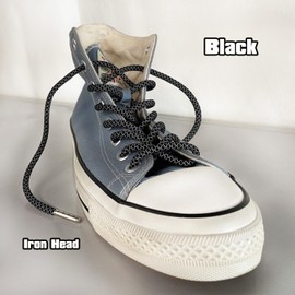 VASGO Round Shoe Laces Reflective for Sport Casual Trainer Sneaker 10 Different Lengths Thick 12 Colors (71inch/180cm, Black)