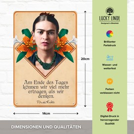 20x14cm Art Tin Sign Fits Frida Kahlo Fans and Lovers - Portrait, Mexico, Art, Painter (End of Day)
