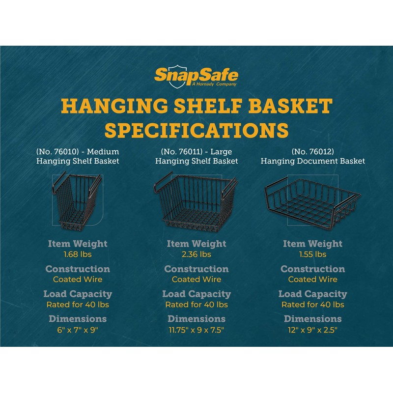 SnapSafe Hanging Shelf Document Basket, 76012 - Coated Wire Basket