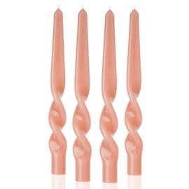 MAITREYA Blush Taper Candles Spiral Stick Candles Taper Candles-Set of 4 for Decoration Weddings Party Church-Unscented Dripless Candles,10inch(B-Blush)