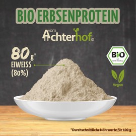 Organic Pea Protein | 1 kg | 80% Protein Content | Vegan Protein Powder | Direct from Achterhof
