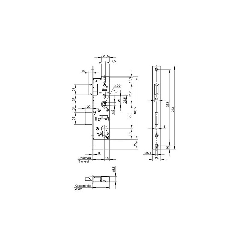WILKA Tubular Frame Lock 1472 | Backset 25 mm |