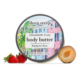 Deep Steep Manteca Corporal, 177 Ml – Hidratante Enriquecido Con Ceramidas, Aceite De Coco, Aceite De Argán Y Aloe Vera – Vegano, Belleza Limpia, Piel Suave E Hidratada (177 Ml, Ciruela Fresa)