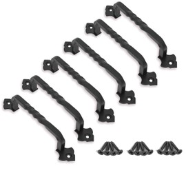 Ouvin 6 Pack Barn Door Pull Handle Hardware for Wooden Garden Gate Shed Cabinet Door 6Pcs (128mm/5inch)