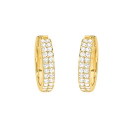 s.Oliver 2030740 Women's Creole Earrings 925 Sterling Silver with Synthetic Zirconia 1.7 cm Gold Comes in Jewellery Gift Box, medium, Sterling Silver, Created Cubic Zirconia