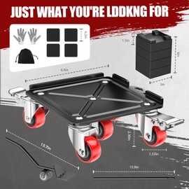 LOYAL TIGER Upgraded Furniture Dolly,3000 lb Capacity 6.4 inch,360°Rotation with Brake，Heavy Duty Furniture Movers with Wheels,Moving Dolly with Wheels,Moving Furniture Sliders (Red)