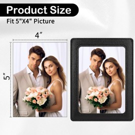 Wbgraceful Premium Leather Car Photo Frame - 5.7"x4.2" Size, Ideal for 5x4-inch Pics, Elastic Straps Fit Up to 9-inch Car Visors, Display Photos in Any Orientation (Black)