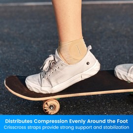 Velpeau Foot & Ankle Support Brace Compression Sleeve with Adjustable Strap, Elastic Wrap for Plantar Fasciitis, Achilles Tendonitis, Sprained, Sports Bandage Sock for Men & Women (Single, Khaki, XL)