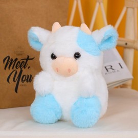 Tikwisdom Cow Stuffed Animal,Plush Cow Doll, Paw Paw Cow Plush Toy,Cartoon Cute Cow,Gift for Boys and Girls,20cm High (Blue)