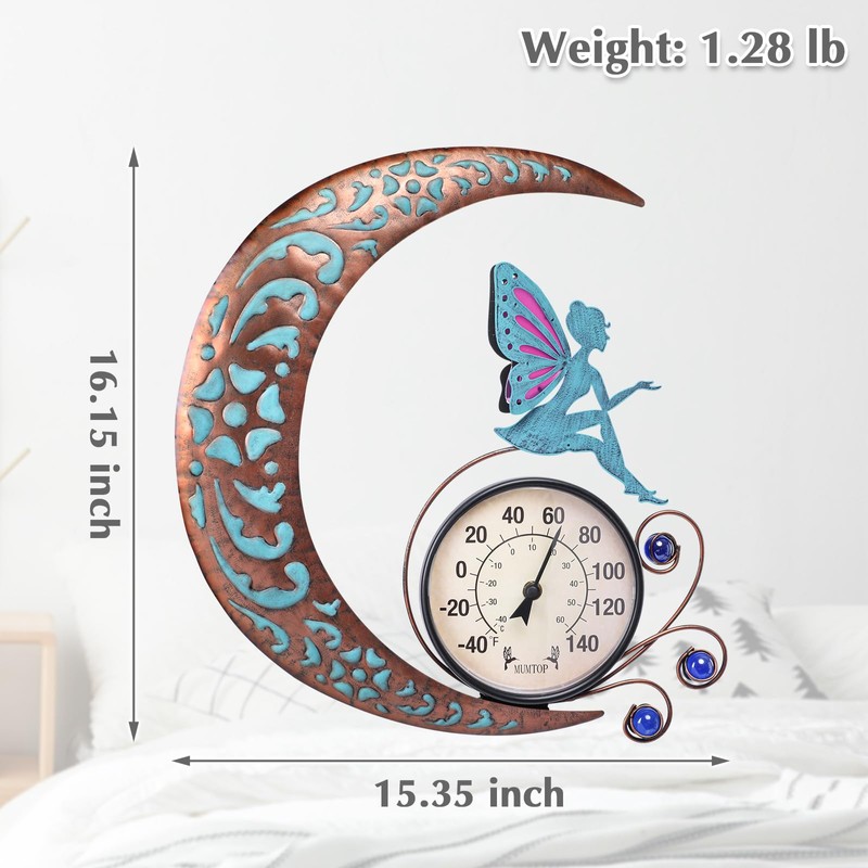 MUMTOP 16 Inch Fairy Indoor Outdoor Thermometer, Large Number Decorative