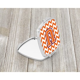 Caroline's Treasures CJ1062-USCM Letter U Chevron Orange and Regalia Compact Mirror Decorative Travel Makeup Mirror for Women Girls Gifts Pocket Makeup Mirror Folding Handheld