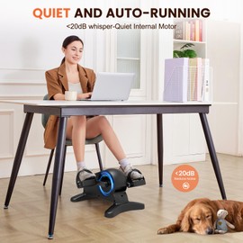 Mini Under Desk Exercise Bike Pedal Exerciser, Motorized Leg/Arm Cycle for Seniors & Physical Therapy, 12 Speed Levels, LCD Monitor & Remote Control