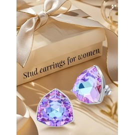 TOUPOP Amethyst Earrings for Women Sterling Silver February Birthstone Earrings Heart Crystal Stud Jewelry Christmas Valentine Mothers Day Birthday Gifts for Women Her Wife