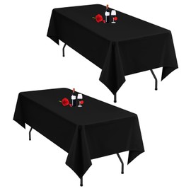 Lumaycens 2 Pack Black Tablecloth 60x102Inch Table Cloths Rectangle Black Polyester Farbic Tablecloths For 6 Foot Table Washable Black Table Cloth Rectangular for Wedding Party Banquet
