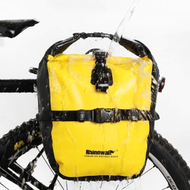 Bike Pannier Bag 20L Waterproof Bike Bags Bicycle Rear Seat Trunk Bag for Riding Cycling Storage Pouch Shoulder Bag (Yellow)