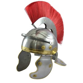THOR INSTRUMENTS Roman Centurion Helmet Armor Helmet with Red Plume LARP Reproduction ReenactmentRoman Centurion Helmet Medieval Knight Officer Armor Costume Red Plume Rustic Vintage Home Decor Gifts