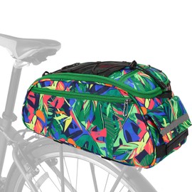 MOSISO Bicycle carrier bag, waterproof bicycle bag, boot bag, back seat bag, cycling, bicycle back seat, storage space, luggage, saddle, shoulder bag, colourful tropical leaves