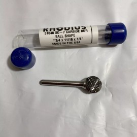 RHODIUS 3/4" x 11/16" 1/4" Shank SD-7 Ball Nose Double Cut Carbide Burr US MADE