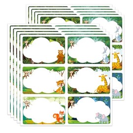 2 x 3 Inch Jungle Name Tags African Safari VBS Name Tag Label Sticker for Classroom - Colorful Animal Print Nameplates for Desk Student School Locker Bins Decor 180 Pcs